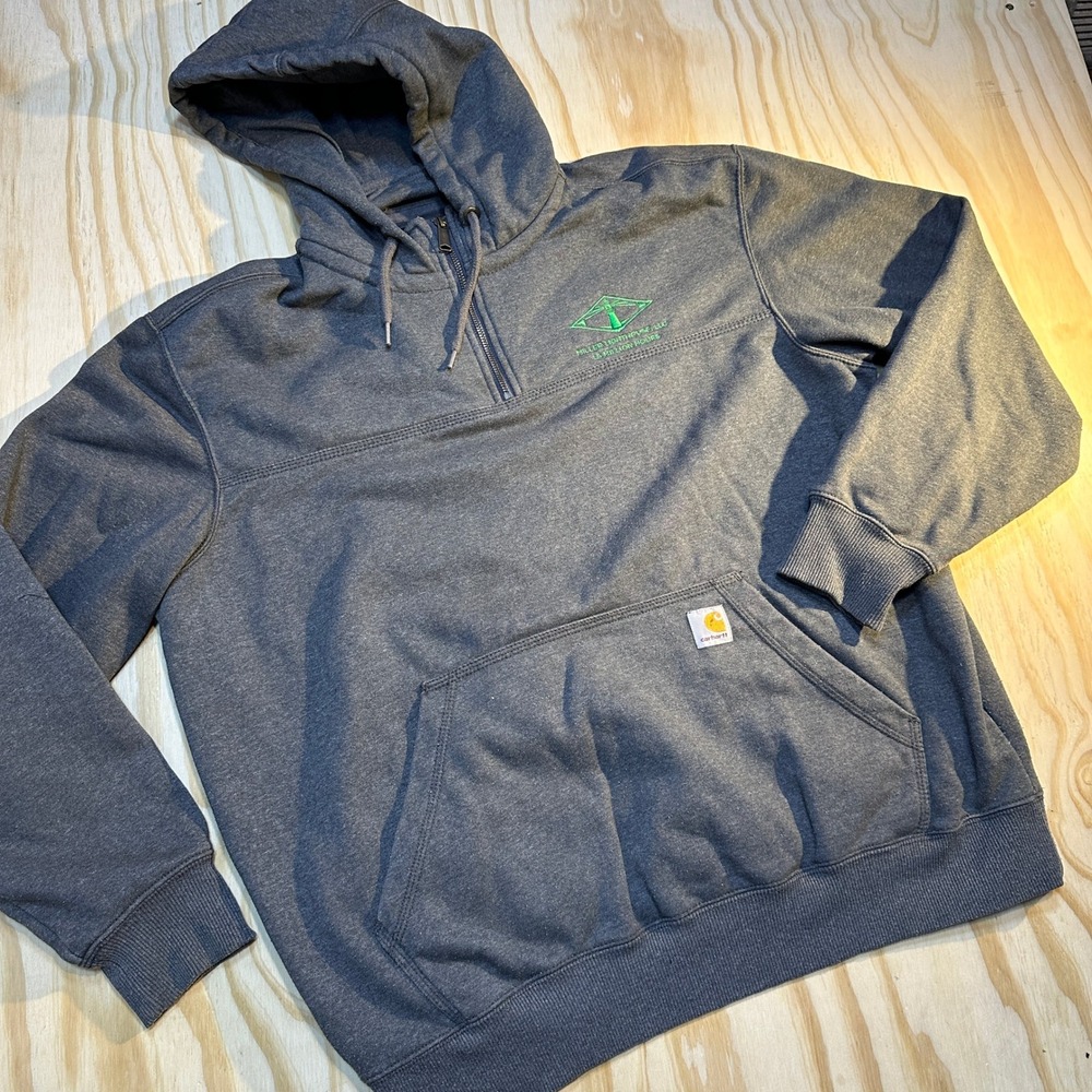 Carhartt Mens XL Rain Defender Quarter-Zip Hoodie Charcoal Gray Miller Safety